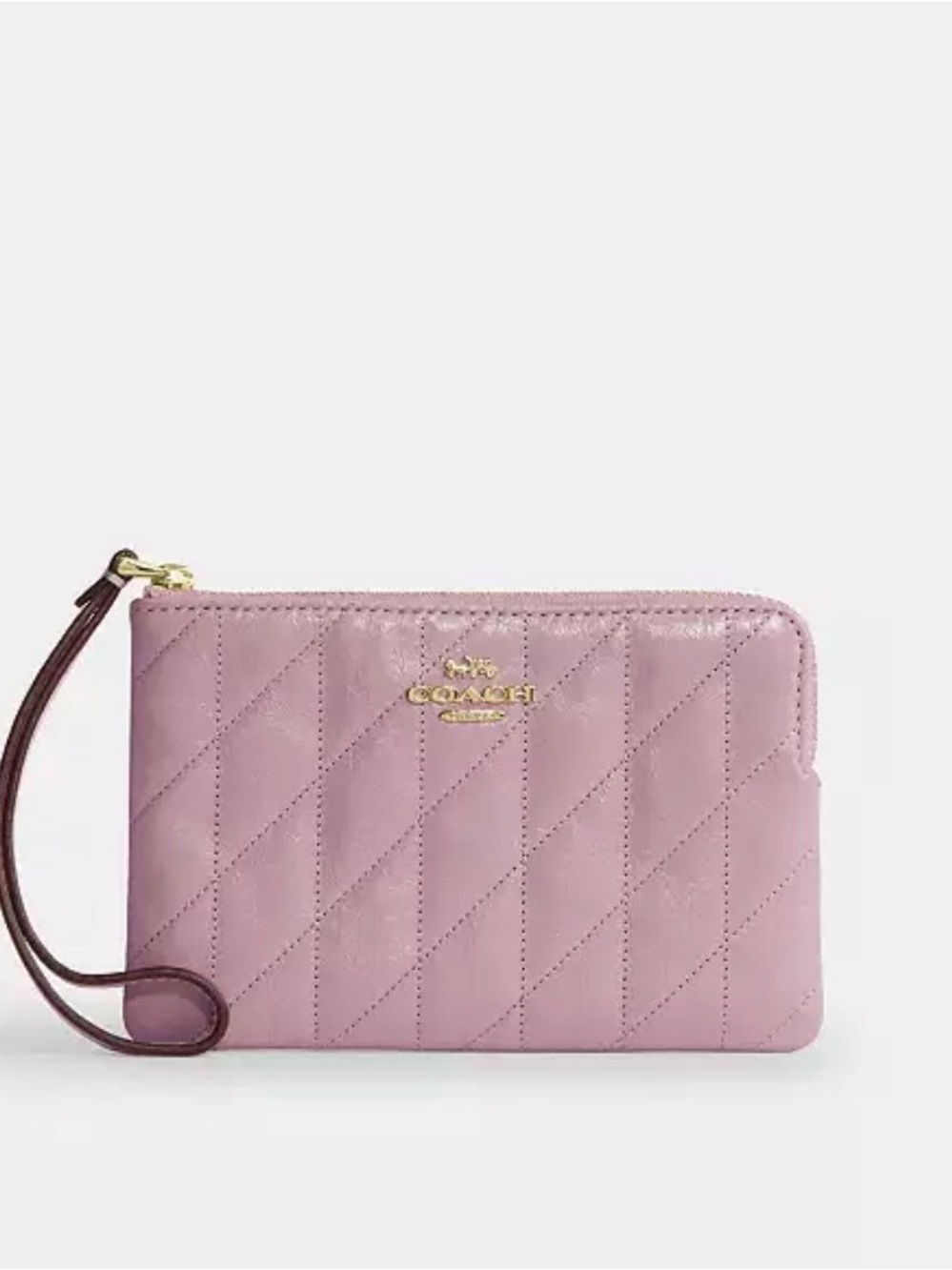 COACH Pink Quilted Leather Corner Zip Wristlet NWT!